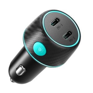 JR-CCN02 Chargeur Voiture 70W Double PD Multicolore avec Bouton Lumineux - Noir