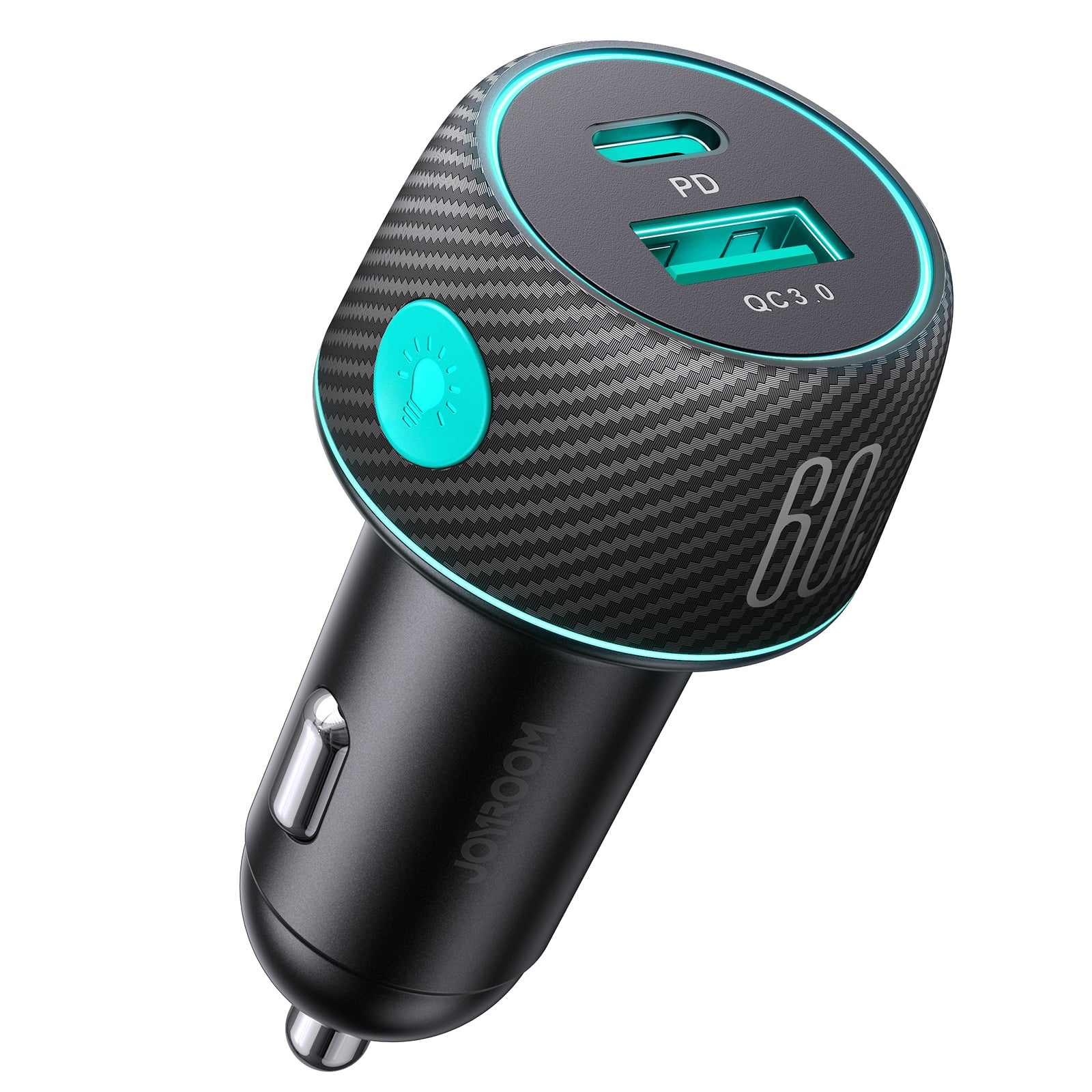 JOYROOM JR-CCN01 Chargeur Voiture 60W 1A+1C Multicolore avec Bouton Lumineux
