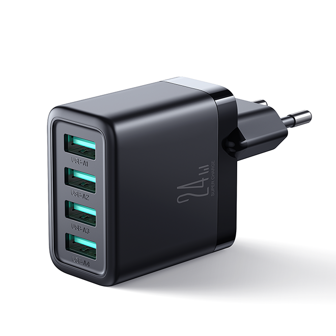 JR-TCN03 Chargeur 4 USB 4,8A - Noir