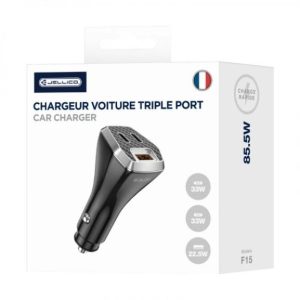 Chargeur voiture triple port 85.5W (2x USB-C + 1x USB) - JELLICO F15