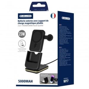 Batterie externe 5000mAh sans fil 5-en-1 avec support - JELLICO W17