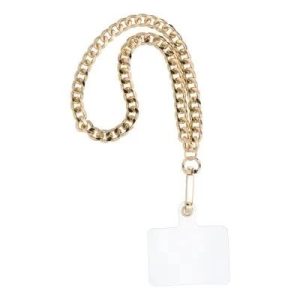 Cordon universel en chaine métallique type gourmette 40 cm (boucle poignet 20 cm) or