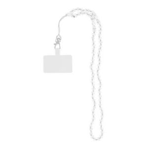 Cordon universel avec perles 74 cm (boucle poignet 37 cm) blanc
