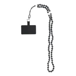 Cordon universel avec perles 74 cm (boucle poignet 37 cm) noir