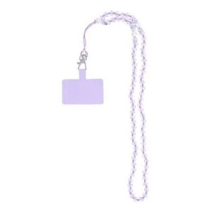 Cordon universel avec perles 74 cm (boucle poignet 37 cm) violet