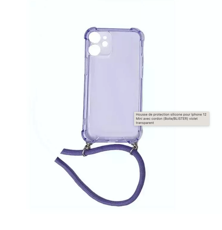Coque CORDON iPhone 13 Mini - iPhone 12 mini violet transparent