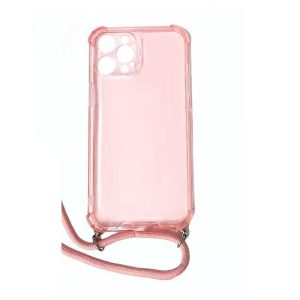 Coque CORDON iPhone 12 Pro Max rose transparent
