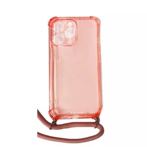Coque CORDON iPhone 13 Pro rose transparent