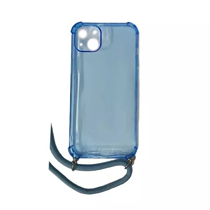 Coque CORDON iPhone 14 Plus bleu transparent