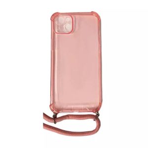 Coque CORDON iPhone 14 Plus rose transparent