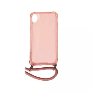 Coque CORDON iPhone XR rose transparent